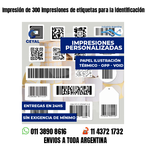 Impresión de 300 impresiones de etiquetas para la identificación de activos