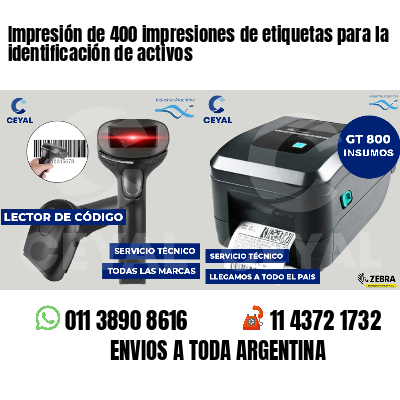 Impresión de 400 impresiones de etiquetas para la identificación de activos