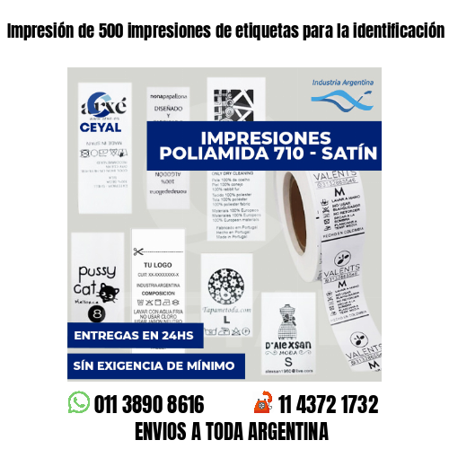 Impresión de 500 impresiones de etiquetas para la identificación de activos