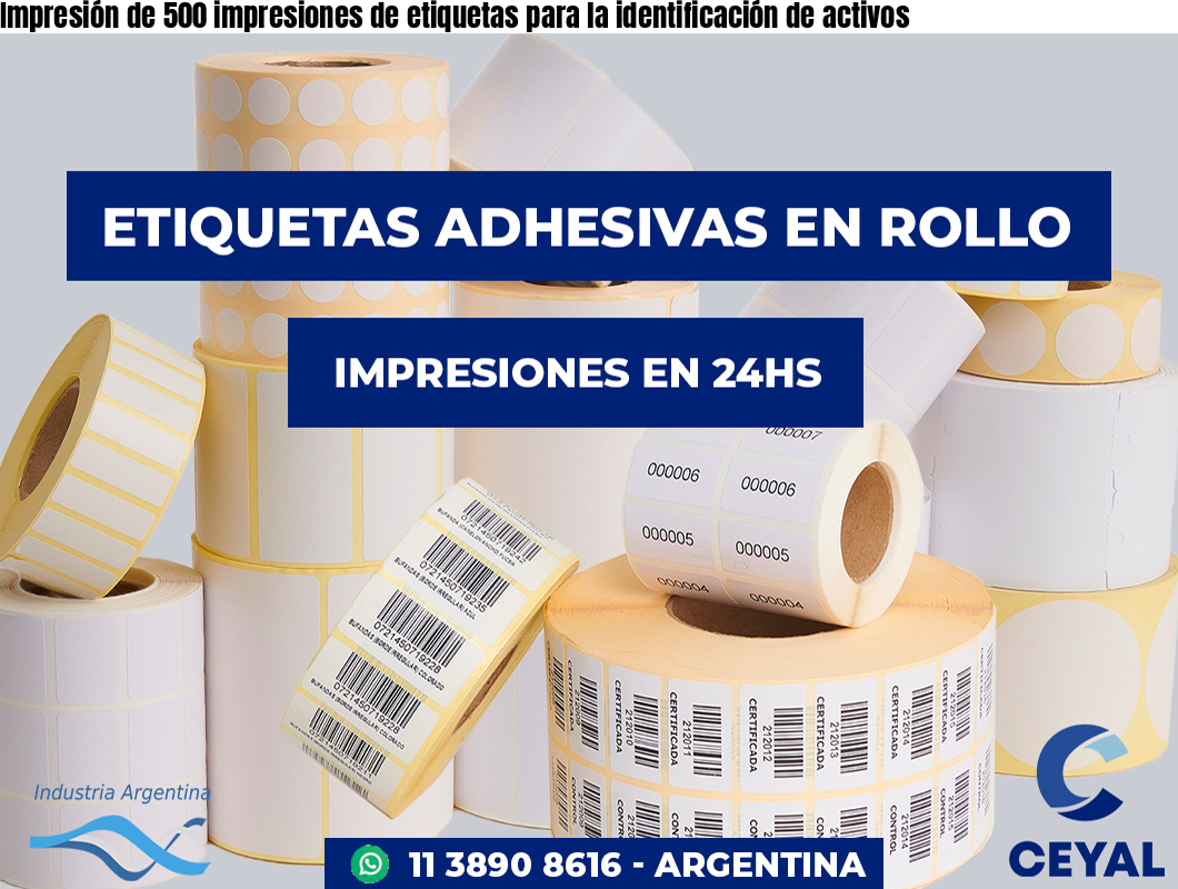 Impresión de 500 impresiones de etiquetas para la identificación de activos