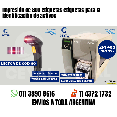 Impresión de 800 etiquetas etiquetas para la identificación de activos