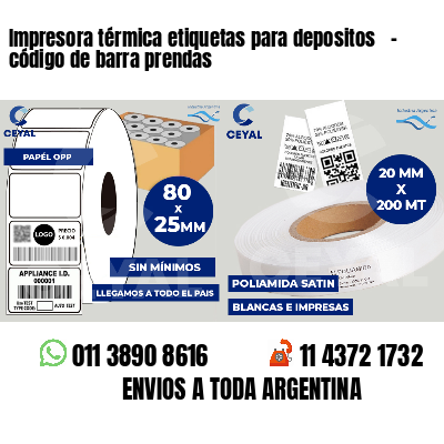 Impresora térmica etiquetas para depositos   - código de barra prendas