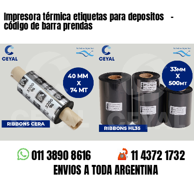 Impresora térmica etiquetas para depositos   - código de barra prendas