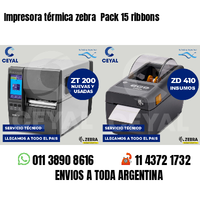 Impresora térmica zebra  Pack 15 ribbons