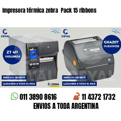 Impresora térmica zebra Pack 15 ribbons
