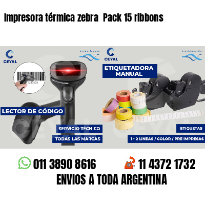 Impresora térmica zebra Pack 15 ribbons