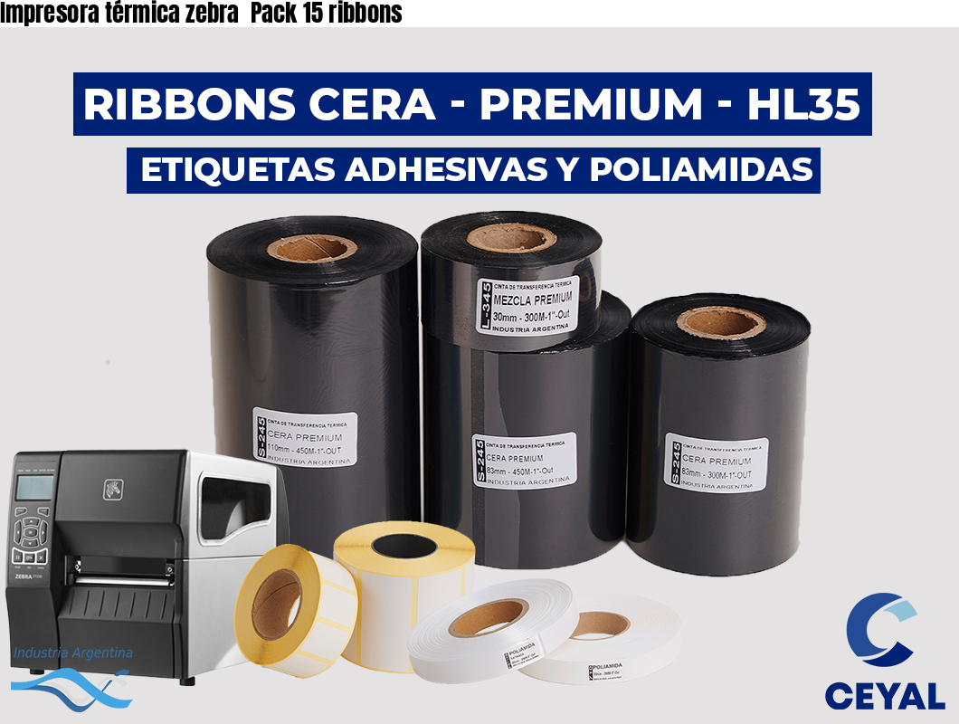 Impresora térmica zebra  Pack 15 ribbons