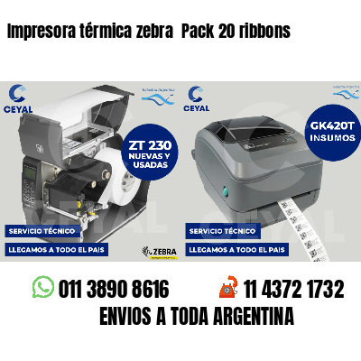 Impresora térmica zebra  Pack 20 ribbons
