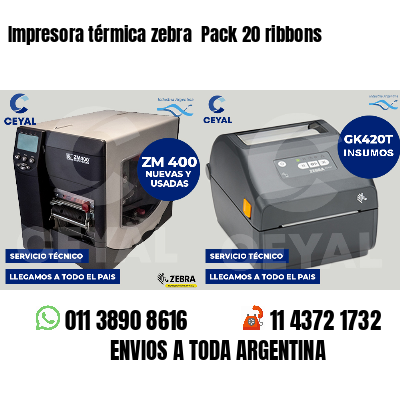 Impresora térmica zebra  Pack 20 ribbons