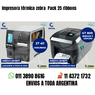Impresora térmica zebra  Pack 25 ribbons