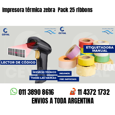 Impresora térmica zebra  Pack 25 ribbons