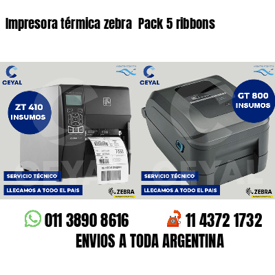 Impresora térmica zebra  Pack 5 ribbons