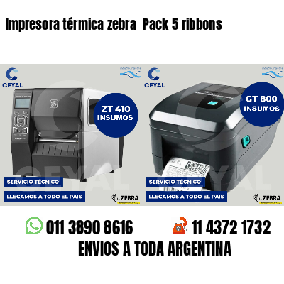 Impresora térmica zebra Pack 5 ribbons