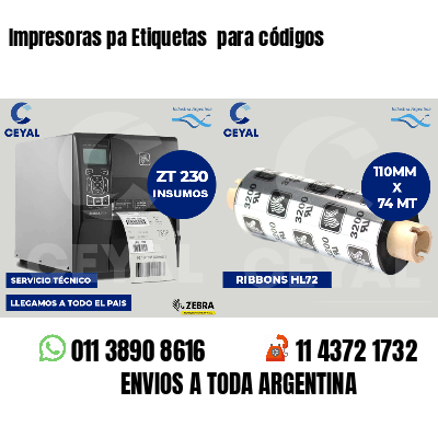 Impresoras pa Etiquetas  para códigos