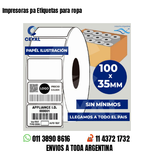Impresoras pa Etiquetas para ropa