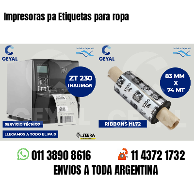 Impresoras pa Etiquetas para ropa