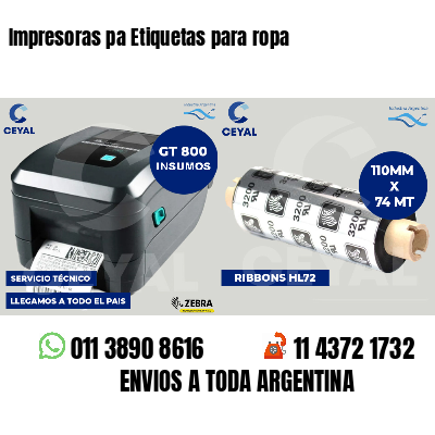 Impresoras pa Etiquetas para ropa