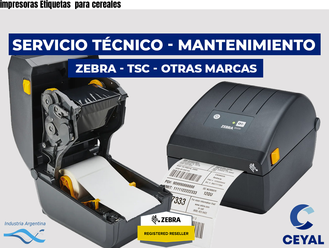 impresoras Etiquetas para cereales