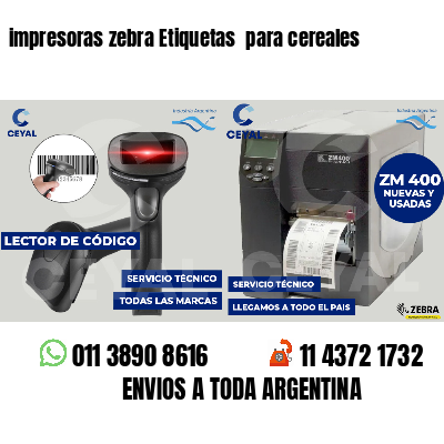 impresoras zebra Etiquetas  para cereales 