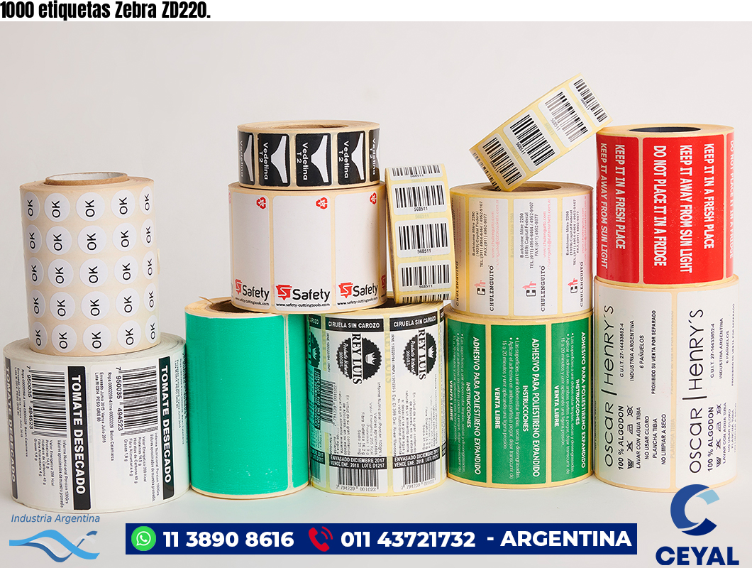 1000 etiquetas Zebra ZD220.