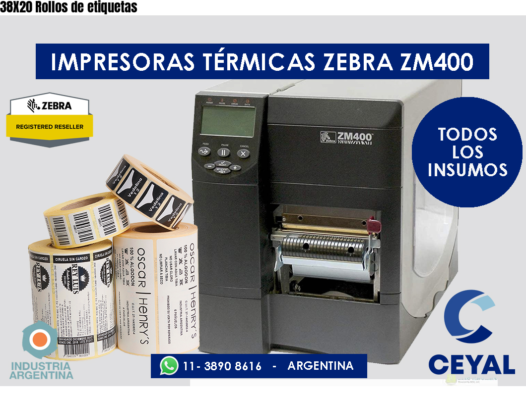 38X20 Rollos de etiquetas