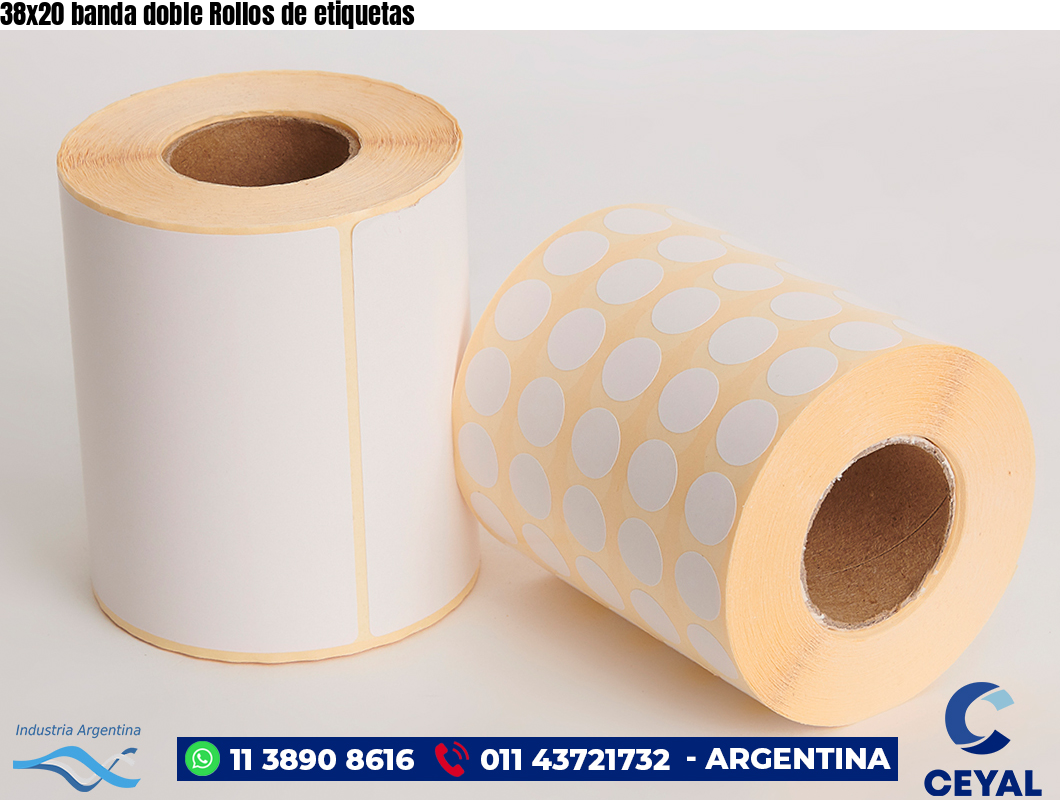 38×20 banda doble Rollos de etiquetas