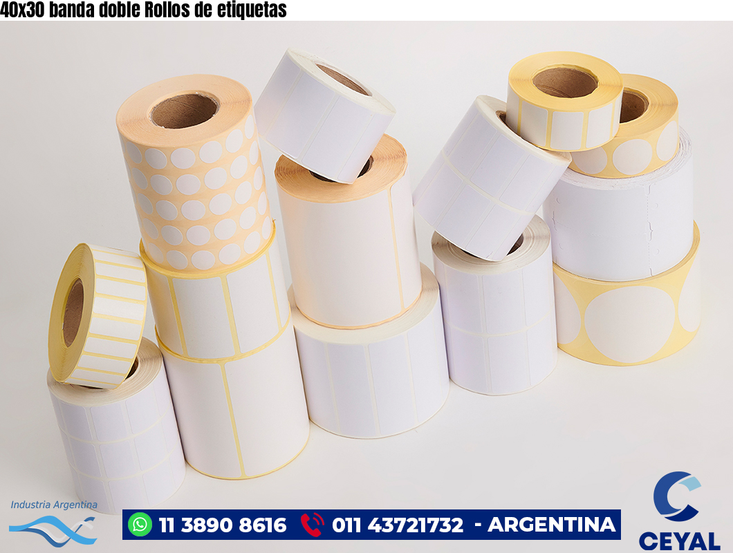 40x30 banda doble Rollos de etiquetas