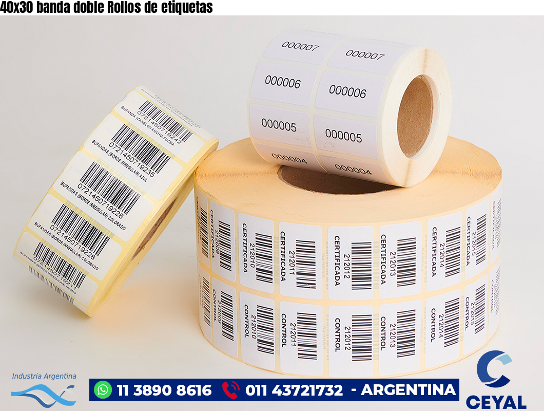 40×30 banda doble Rollos de etiquetas