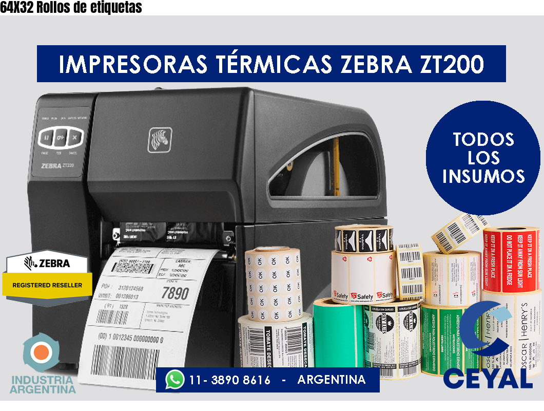 64X32 Rollos de etiquetas