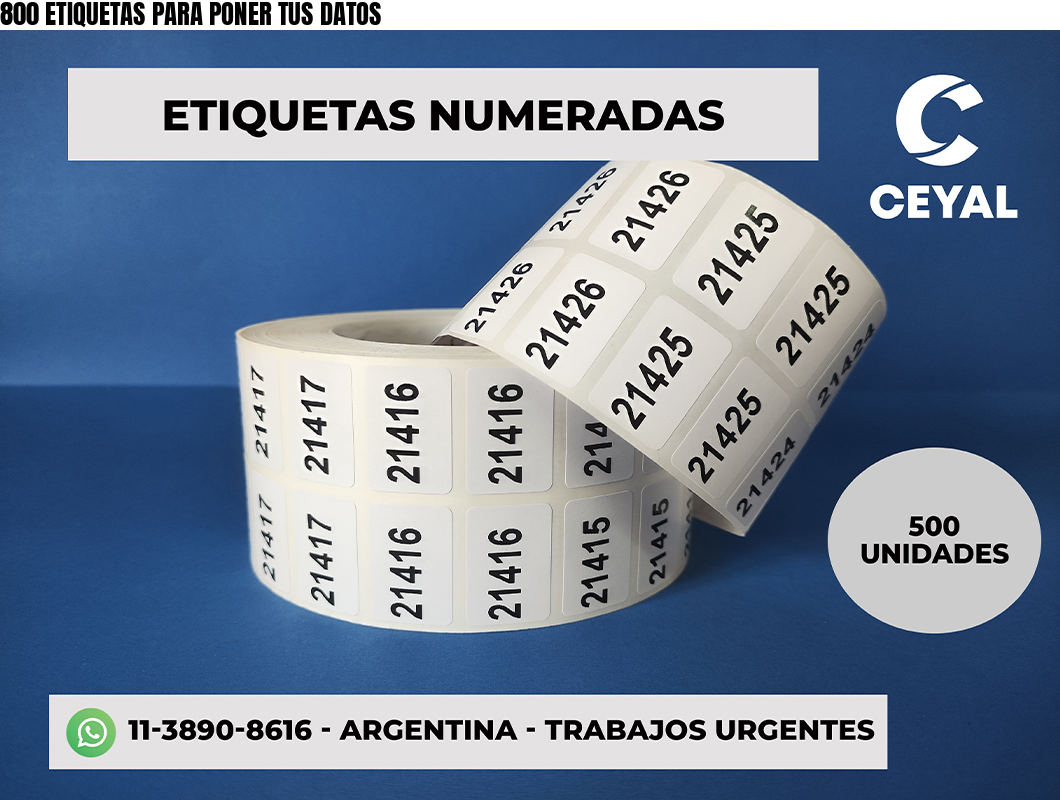 800 ETIQUETAS PARA PONER TUS DATOS