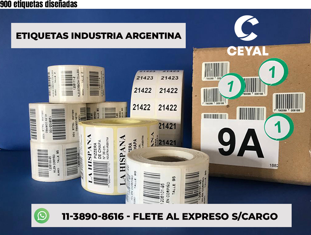 900 etiquetas diseñadas