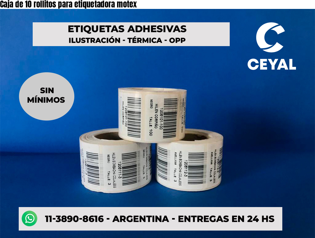 Caja de 10 rollitos para etiquetadora motex