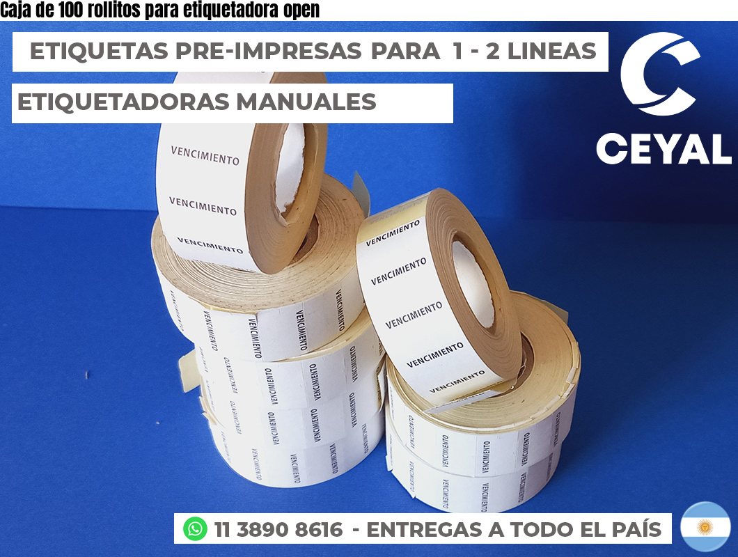 Caja de 100 rollitos para etiquetadora open