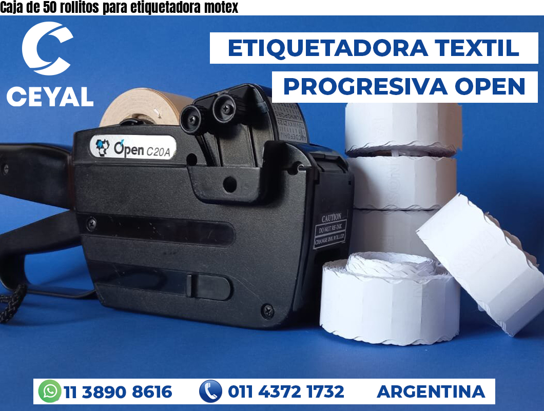 Caja de 50 rollitos para etiquetadora motex