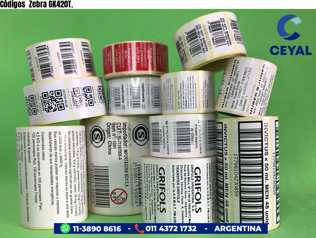 Códigos  Zebra GK420T.