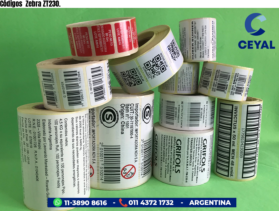 Códigos  Zebra ZT230.