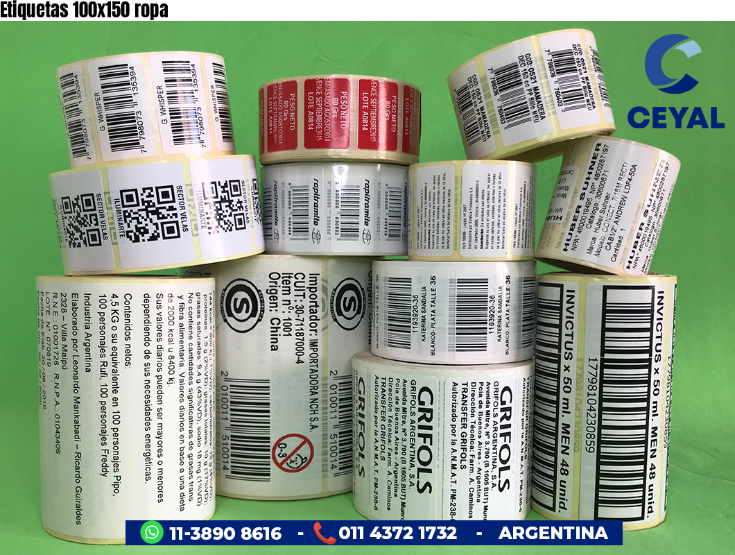 Etiquetas 100x150 ropa