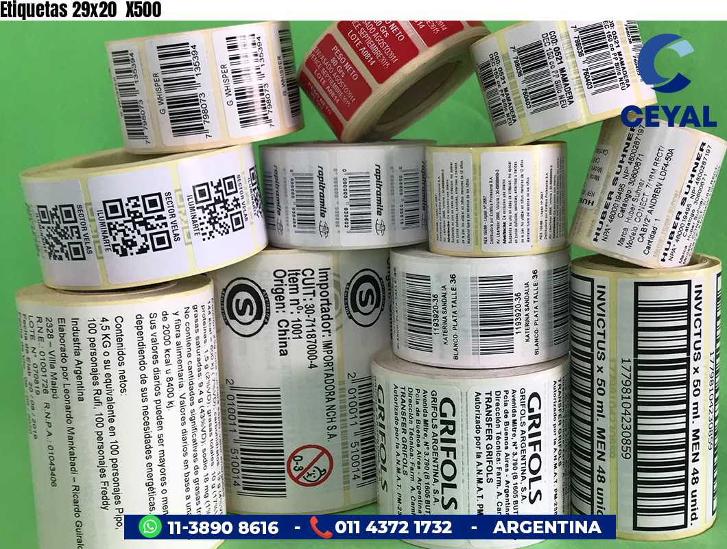 Etiquetas 29x20  X500