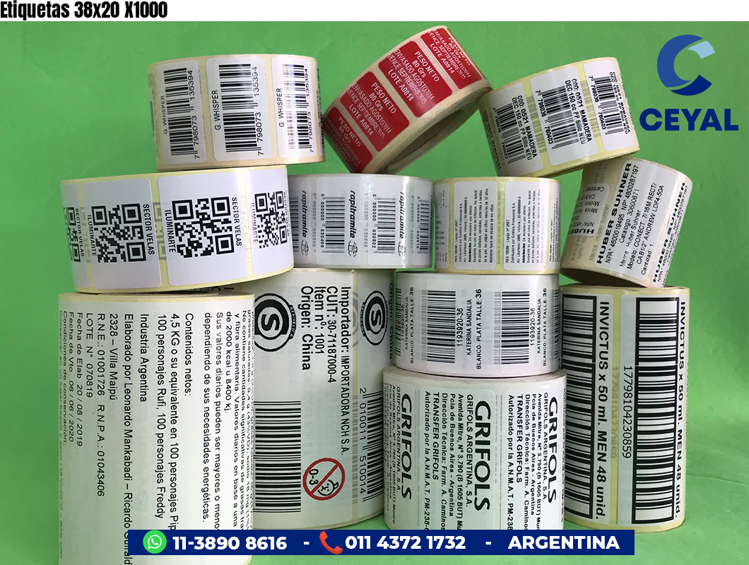 Etiquetas 38x20 X1000