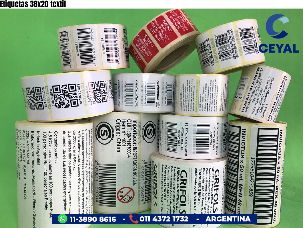 Etiquetas 38x20 textil