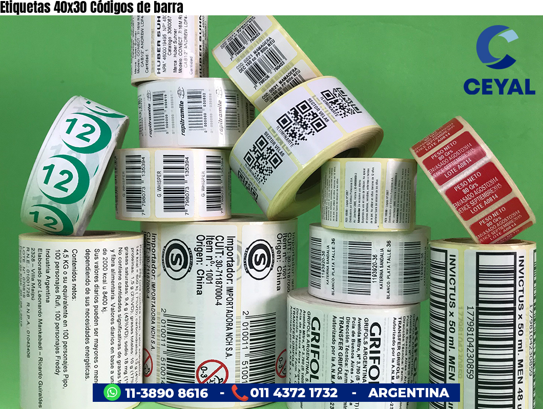 Etiquetas 40x30 Códigos de barra