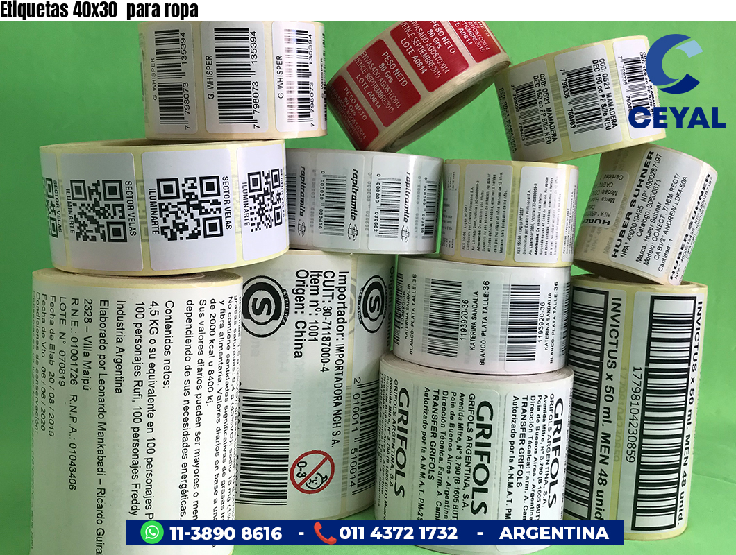 Etiquetas 40x30  para ropa