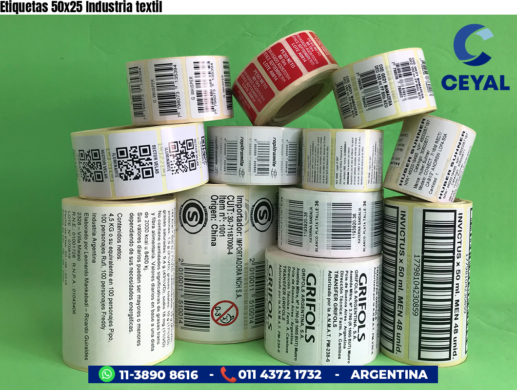 Etiquetas 50x25 Industria textil