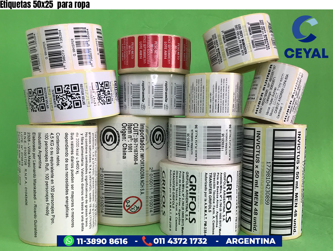 Etiquetas 50x25  para ropa
