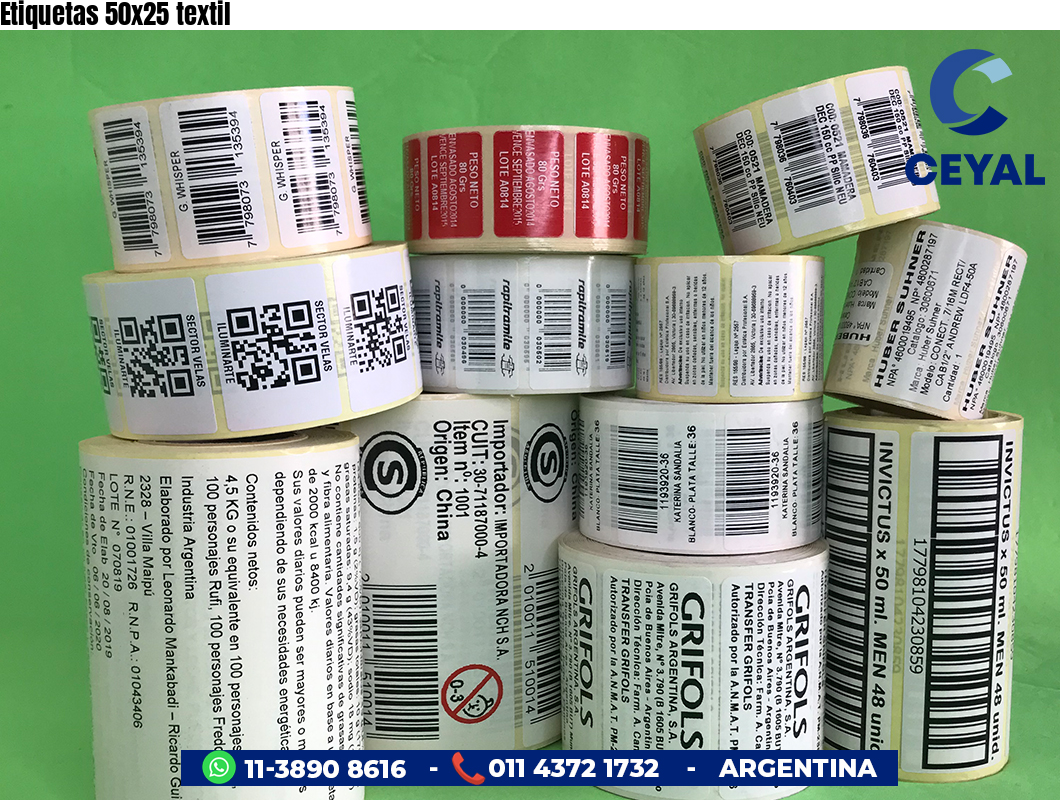 Etiquetas 50x25 textil