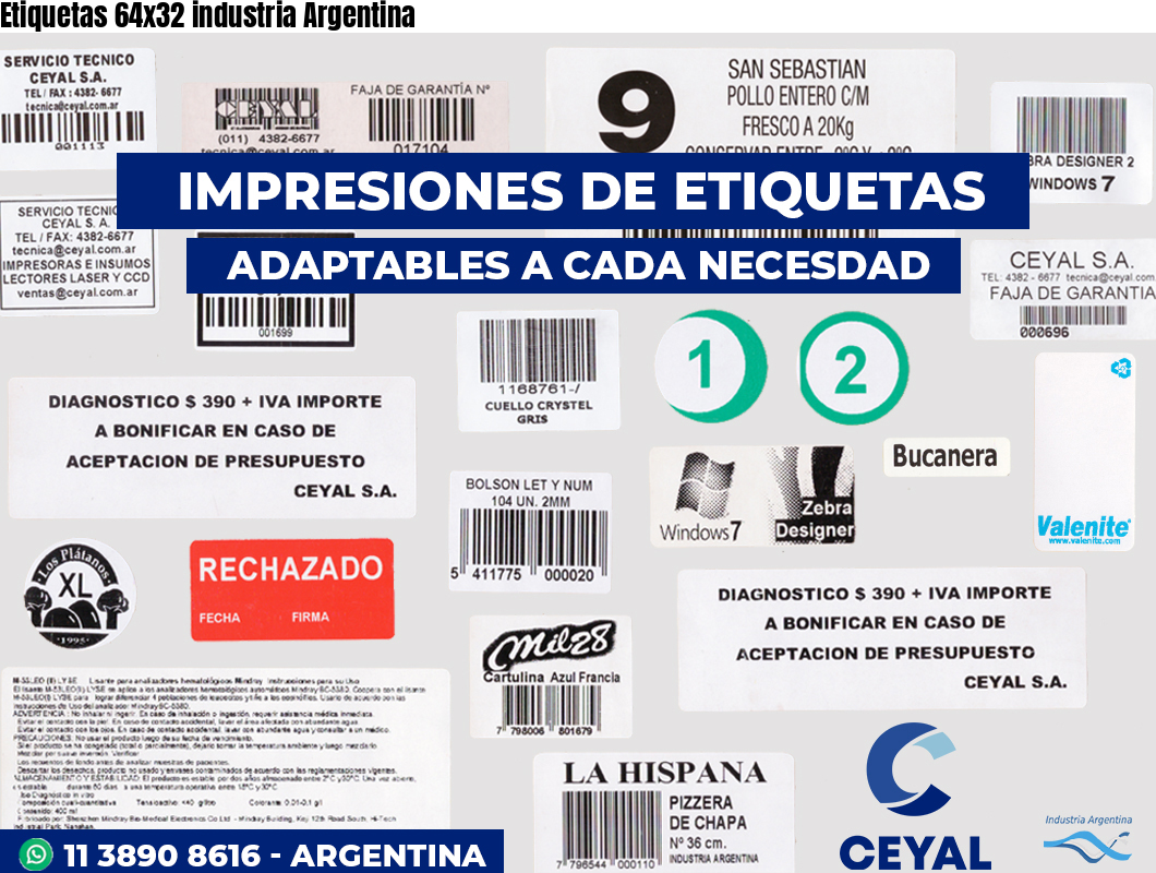 Etiquetas 64x32 industria Argentina