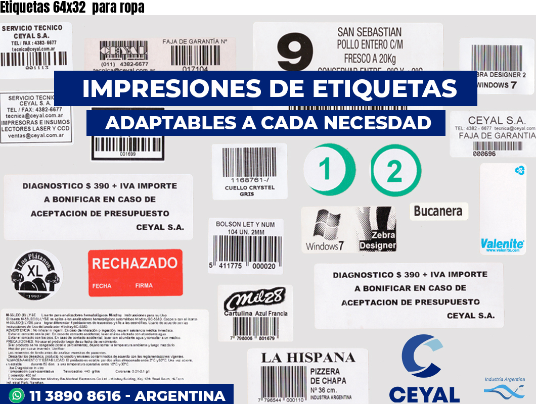 Etiquetas 64x32  para ropa