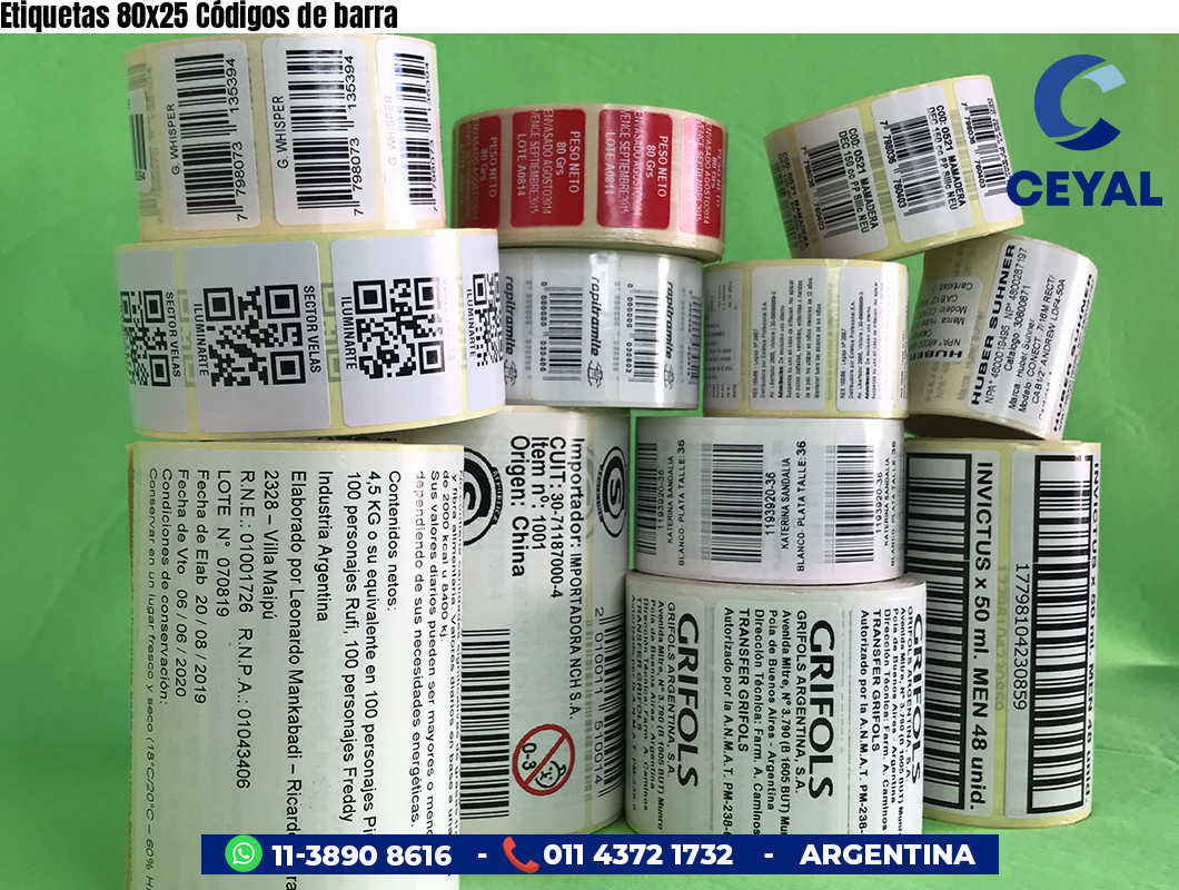 Etiquetas 80x25 Códigos de barra