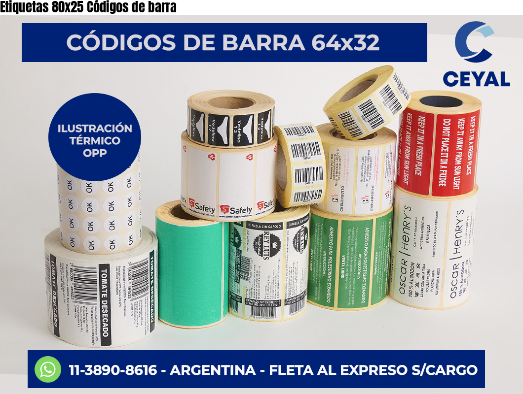 Etiquetas 80×25 Códigos de barra