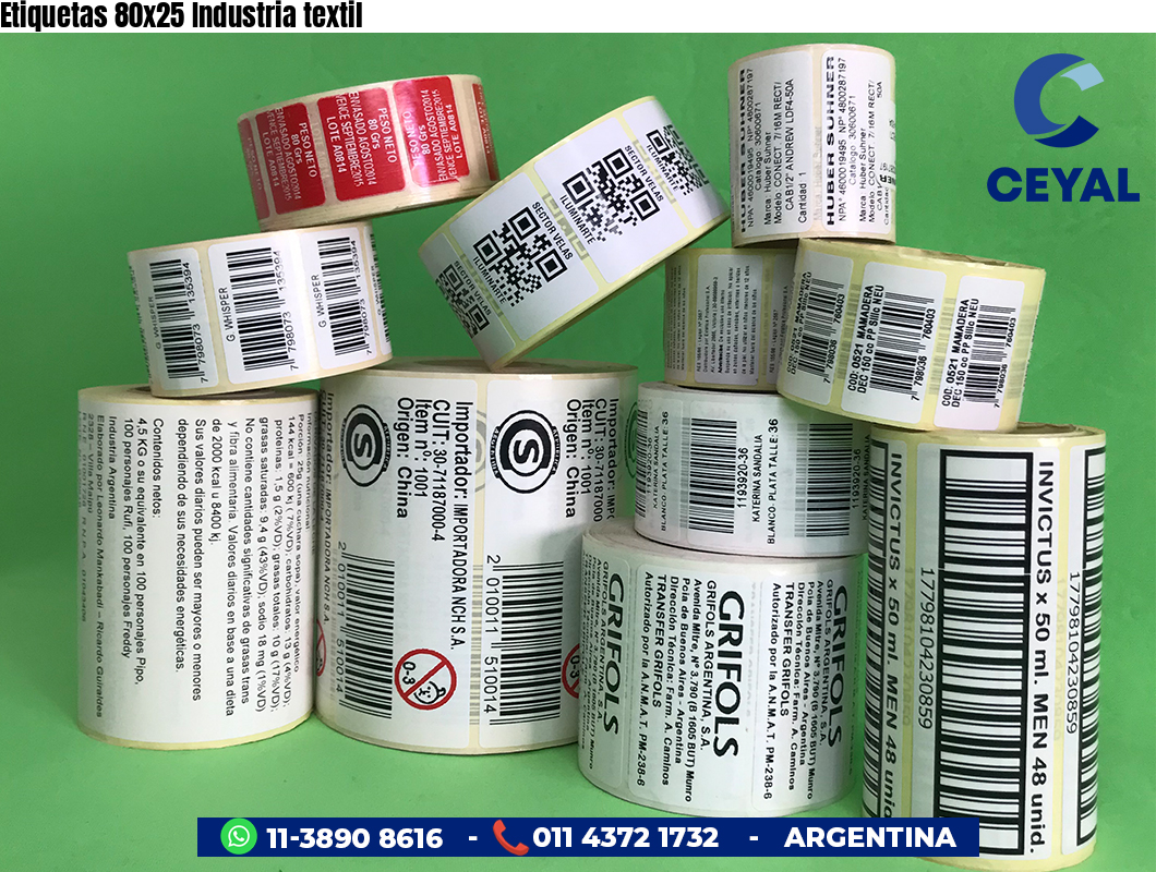 Etiquetas 80x25 Industria textil